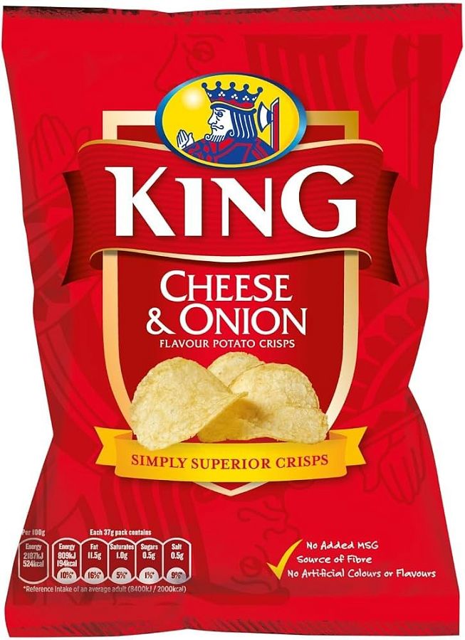 King UK Import Potato Chips Cheese & Onion 1.2oz 50ct