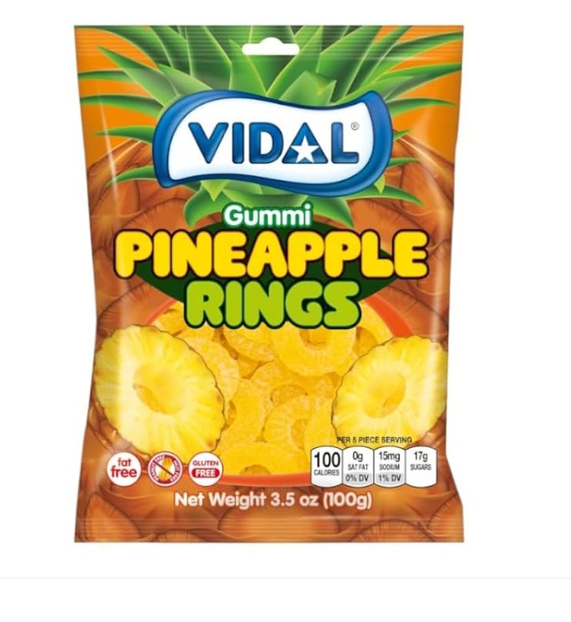 Vidal Pineapple Gummy Ring 3.5 oz Peg Bag
