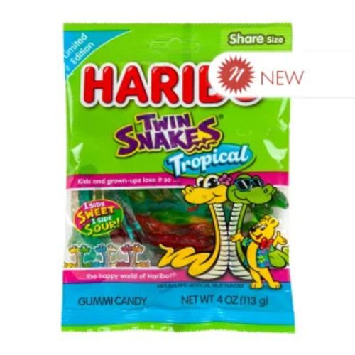 Haribo Goldbears Twin Snakes Tropical Sweet Sour 4oz