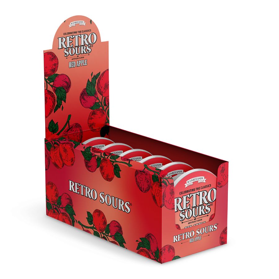 Retro Sours Red Apple Hard Candy 2.12 oz 8 ct Tray