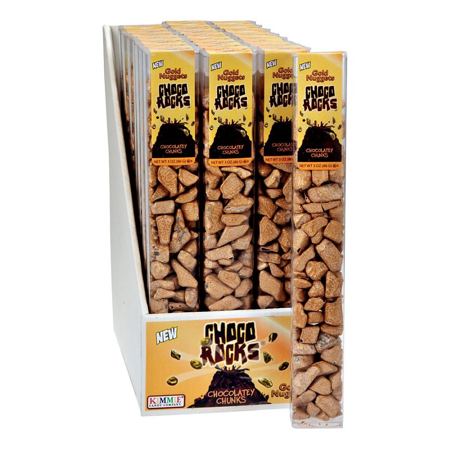 Kimmie Choco Rocks Gold Nugget Chocolate Candy 2.5oz Tube 12 ct