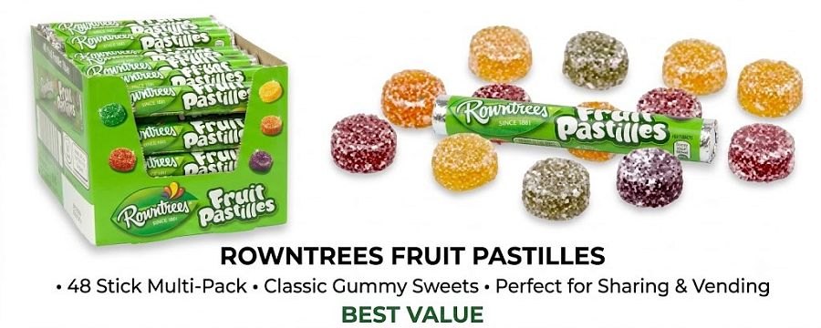 Rowntrees UK Import Fruit Pastilles Candy Rolls 48g 32ct