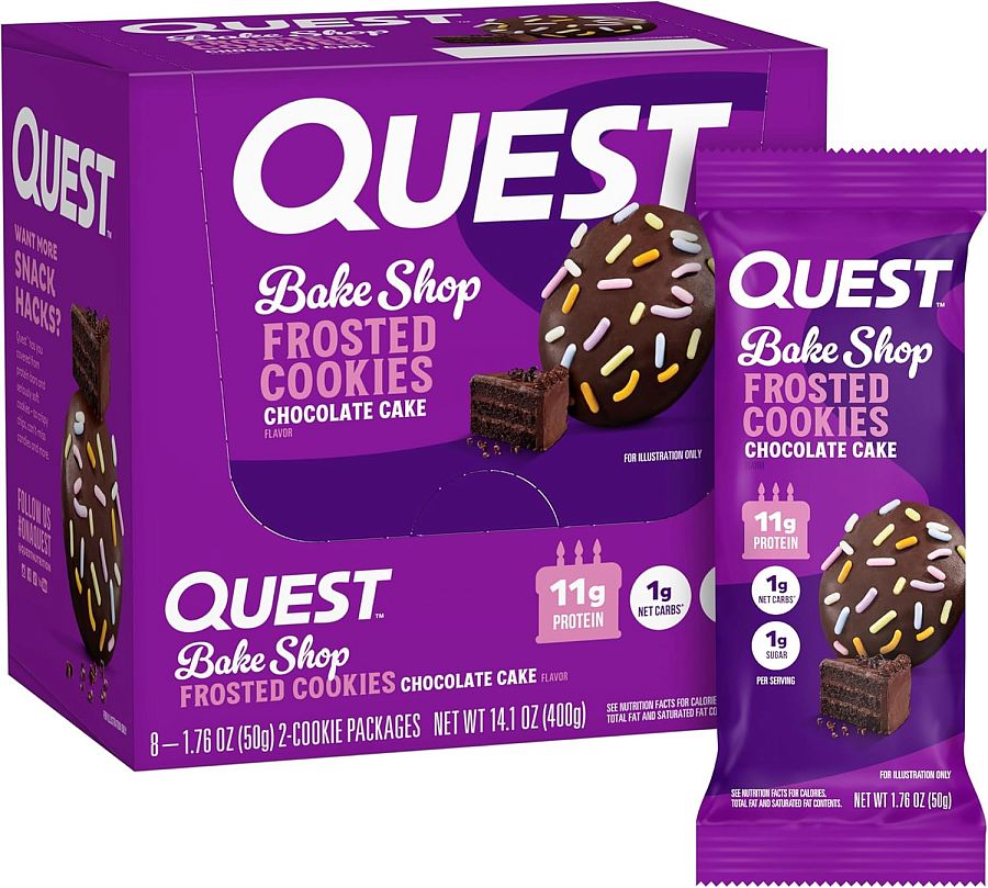 Quest Protein Frosted Cookies Chocolate Cake 1.76 oz 8ct