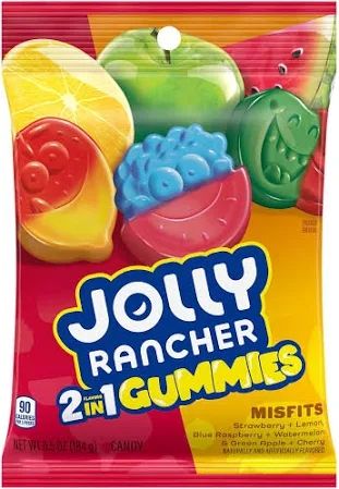Jolly Rancher 2 in 1 Gummies Misfits 6.5 oz Peg Bag 6ct