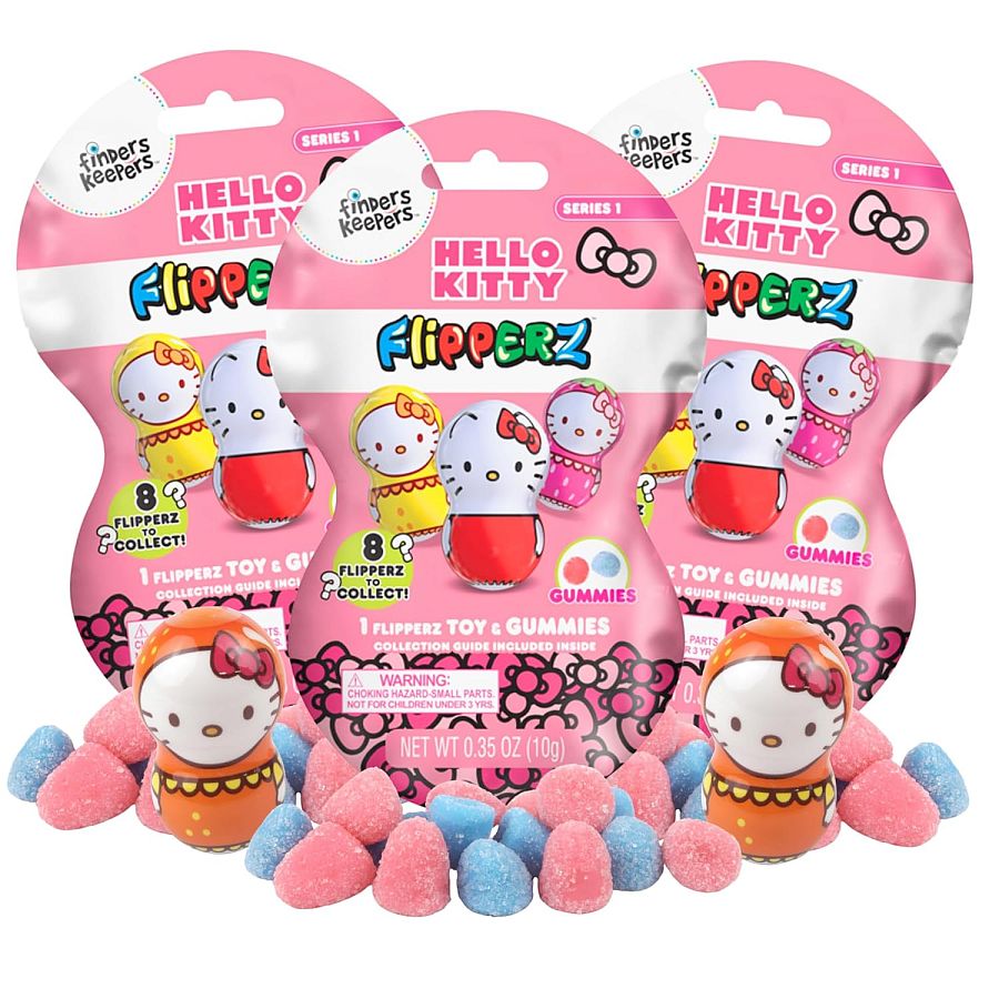 Finders Keepers Flipperz Hello Kitty Gummy Candy & Toy 24 ct Tray