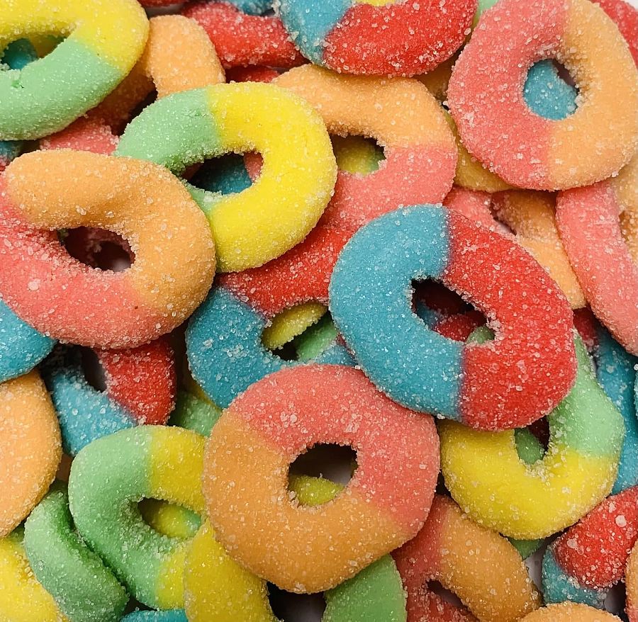 Jovy Neon Sour Assorted Gummy Rings Candy 5lb