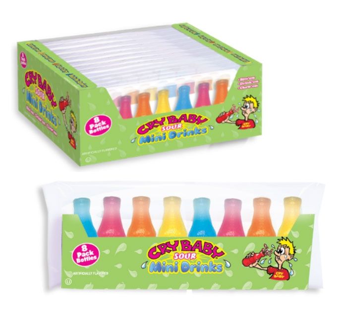 Cry Baby Sour Wax Bottles Candy 8 pack 12 ct Tray