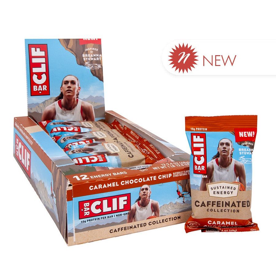 Clif Energy Bar CAFFEINE Caramel Chocolate Chip 2.40 oz 12 ct