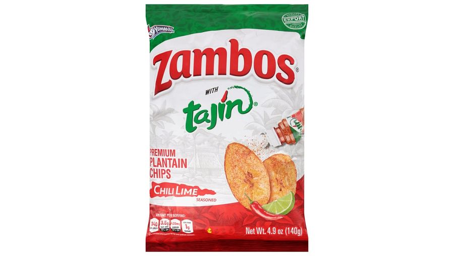 Yummies Zambos Plantain Chips Tajin Chili Lime 4.9 oz 24 ct IMPORT