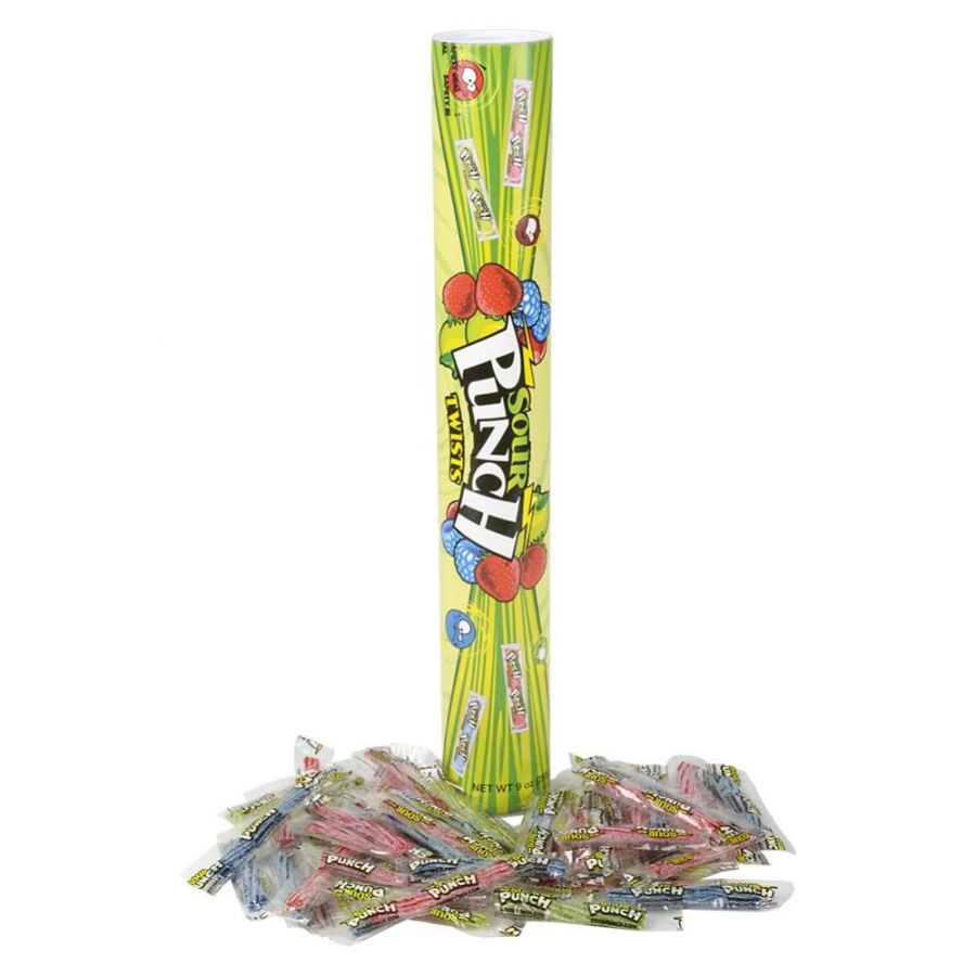 Mega Tube Candy Bank HUGE 24" Tall Sour Punch Twists 16.45 oz