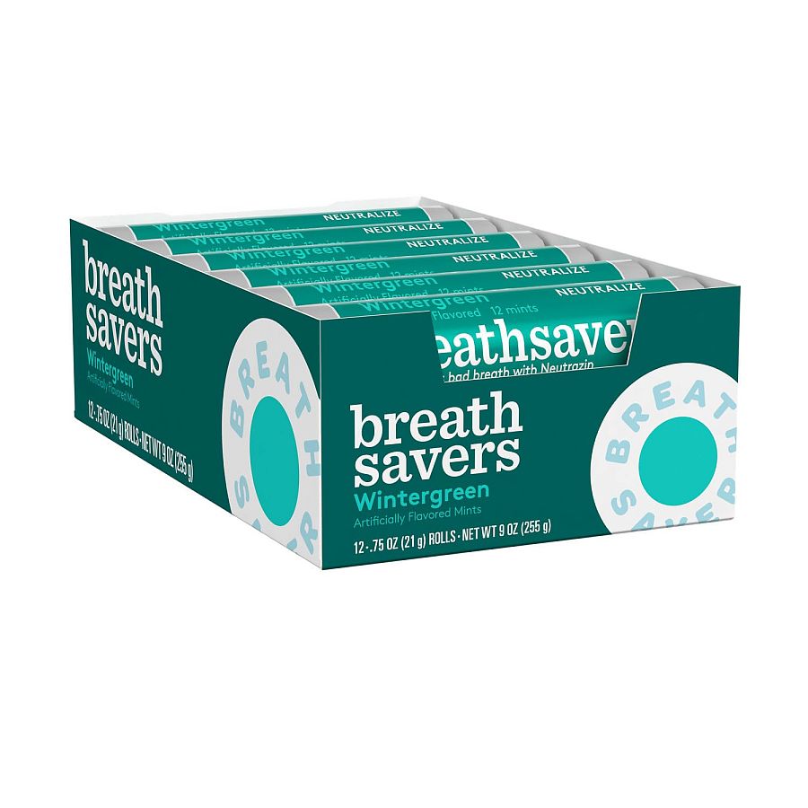 Breathsavers Wintermint Breath Mint Candy 12 Ct 0.75 Oz Rolls