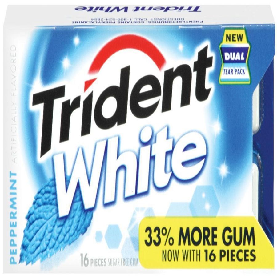 Trident White Peppermint Sugar Free Gum 9 Count 16 Piece Package