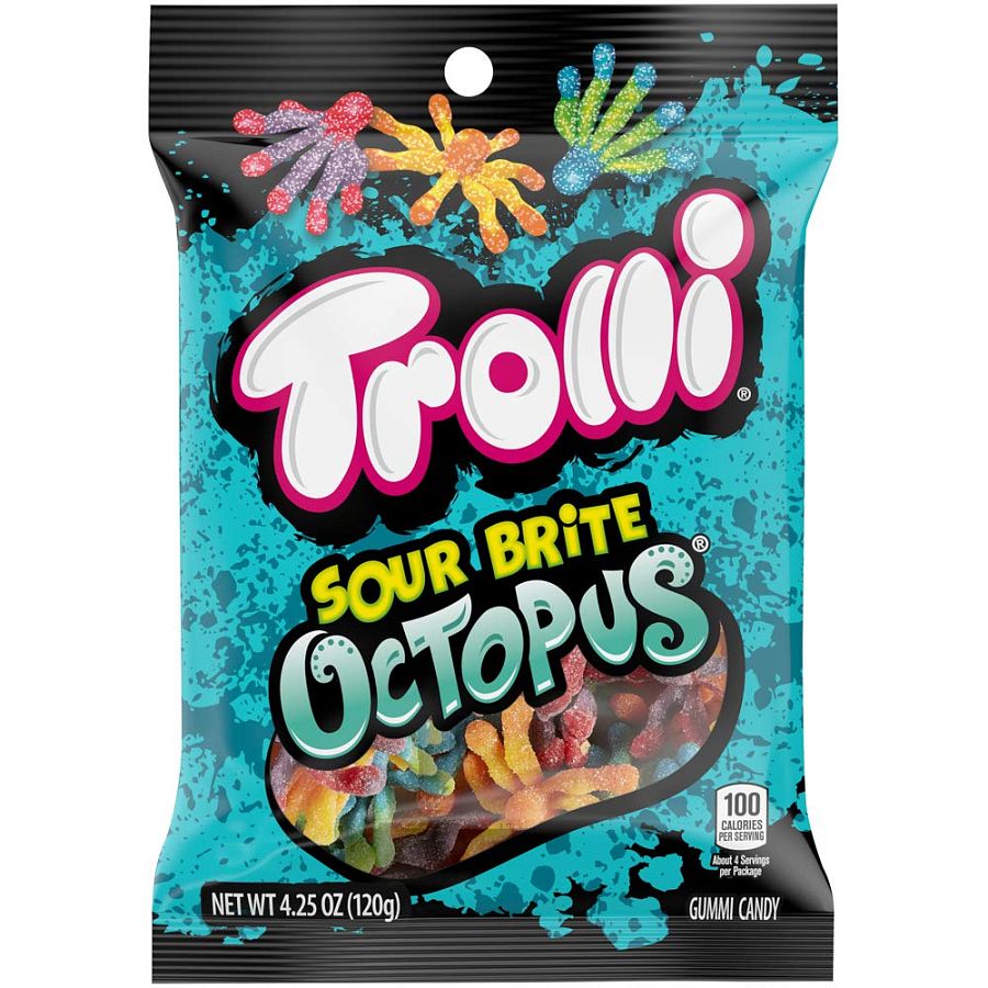 Trolli Sour Brite Octopus Gummy 4.25 oz Peg Bag