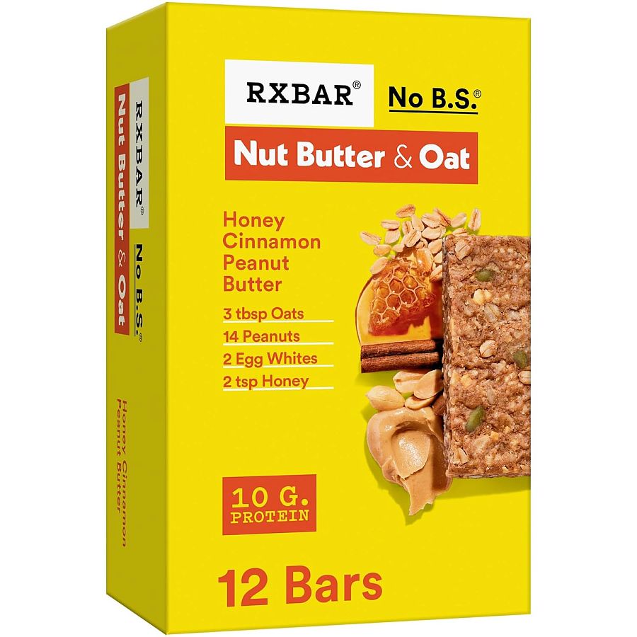 RXBAR Protein Bar Nut Butter & Oat Honey Peanut Butter 12 ct
