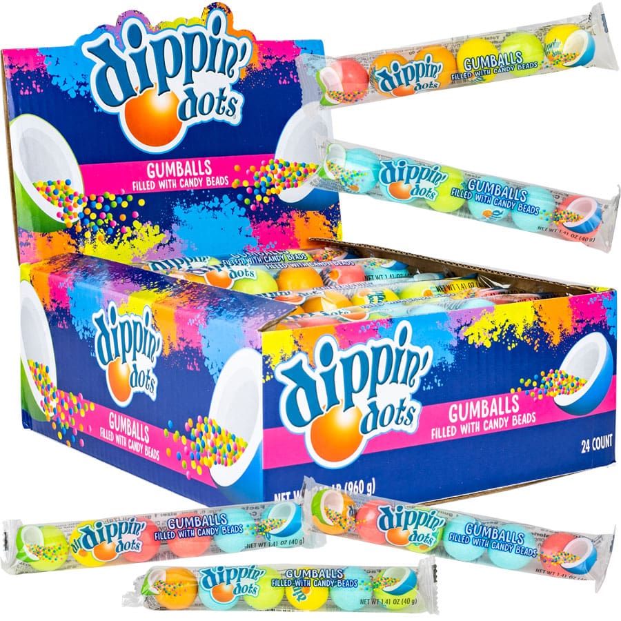 Dippin’ Dots Filled Gumball Tubne Trays 1.41 oz 24 ct