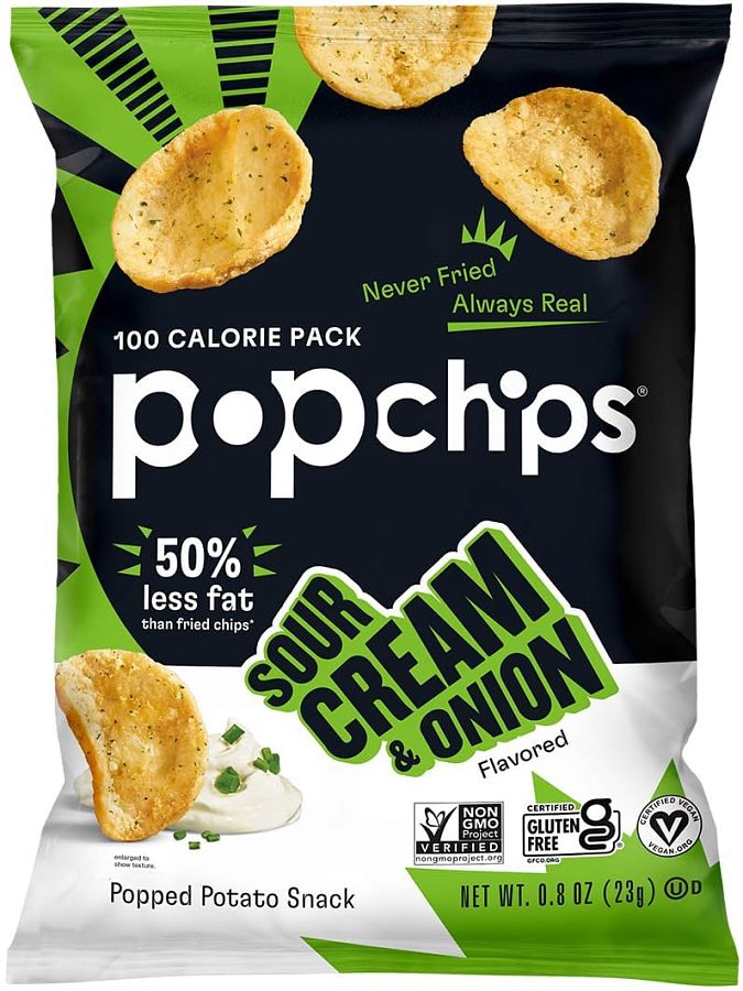 Popchips Popped Potato Chips Sour Cream & Onion  0.8 oz 24ct