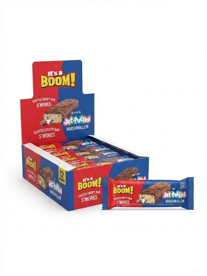 It's a BOOM Jet Puffed Crispy S'mores Marshmallow Bar 1.6oz 12ct
