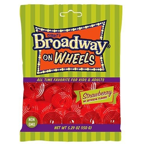 Gerrit's Broadway Strawberry Licorice Wheels 5.29oz 12 ct Peg