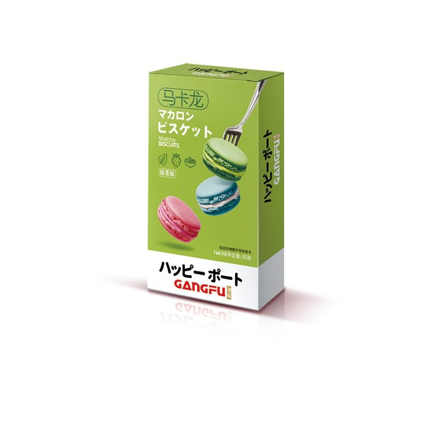 Gangfu Import Matcha Flavor Macaron Biscuit Cookies 1.76oz 12 Pack