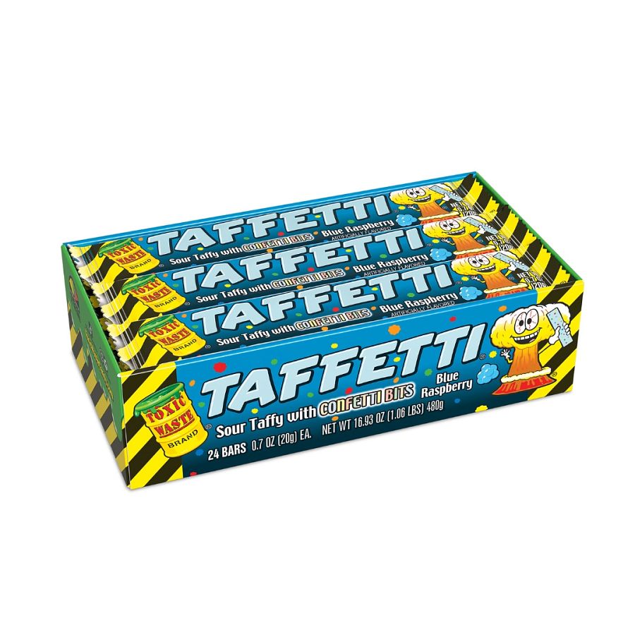 Toxic Waste Taffetti Sour Taffy Candy BLUEBERRY .7 oz 24 ct