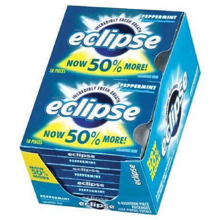 Eclipse Chewing Gum Peppermint 8 Count 18 Pieces Each