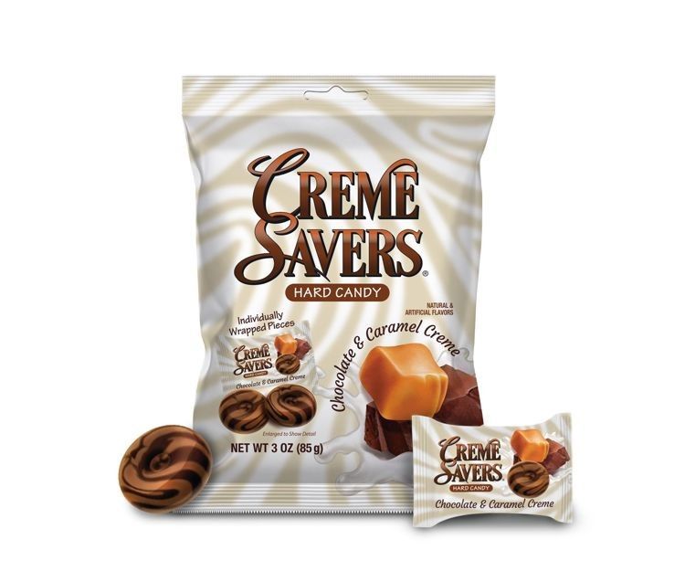 Creme Savers Chocolate Caramel Hard Candy Peg Bag 3oz 12ct