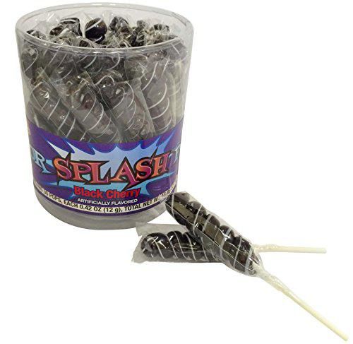 Splash Pops Black Cherry Lollipops 30 Count Tub