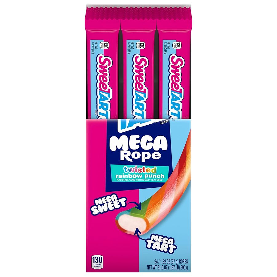 SweeTARTS Mega Ropes Twisted Rainbow Punch 1.32 oz 24 ct