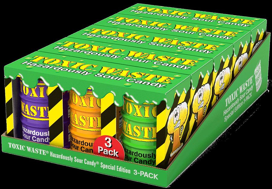 Toxic Waste Special Edition 3 Pack Sour Drums 5.1 oz 5 ct Tray