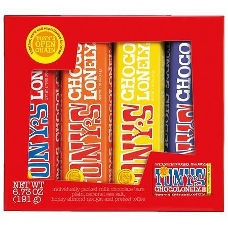 Tony's Chocolonely Rainbow Tasting Variety 4 Bar Pack