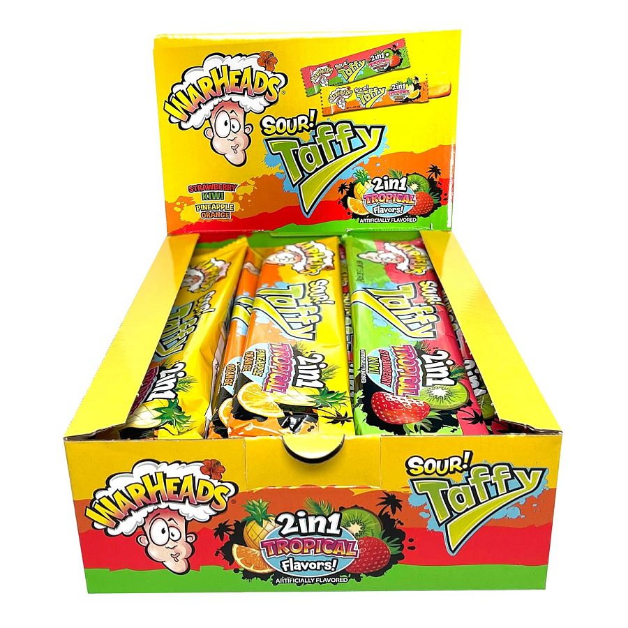 WARHEADS Tropical Sour Taffy 2-in-1 Chewy Bars 1.5 oz 24 ct