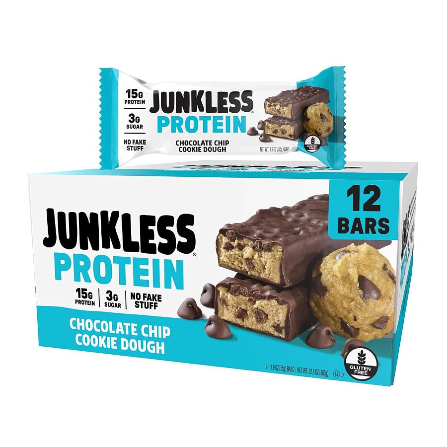 Junkless Protein Bar Chocolate Chip Cookie Dough 1.9oz 12 ct