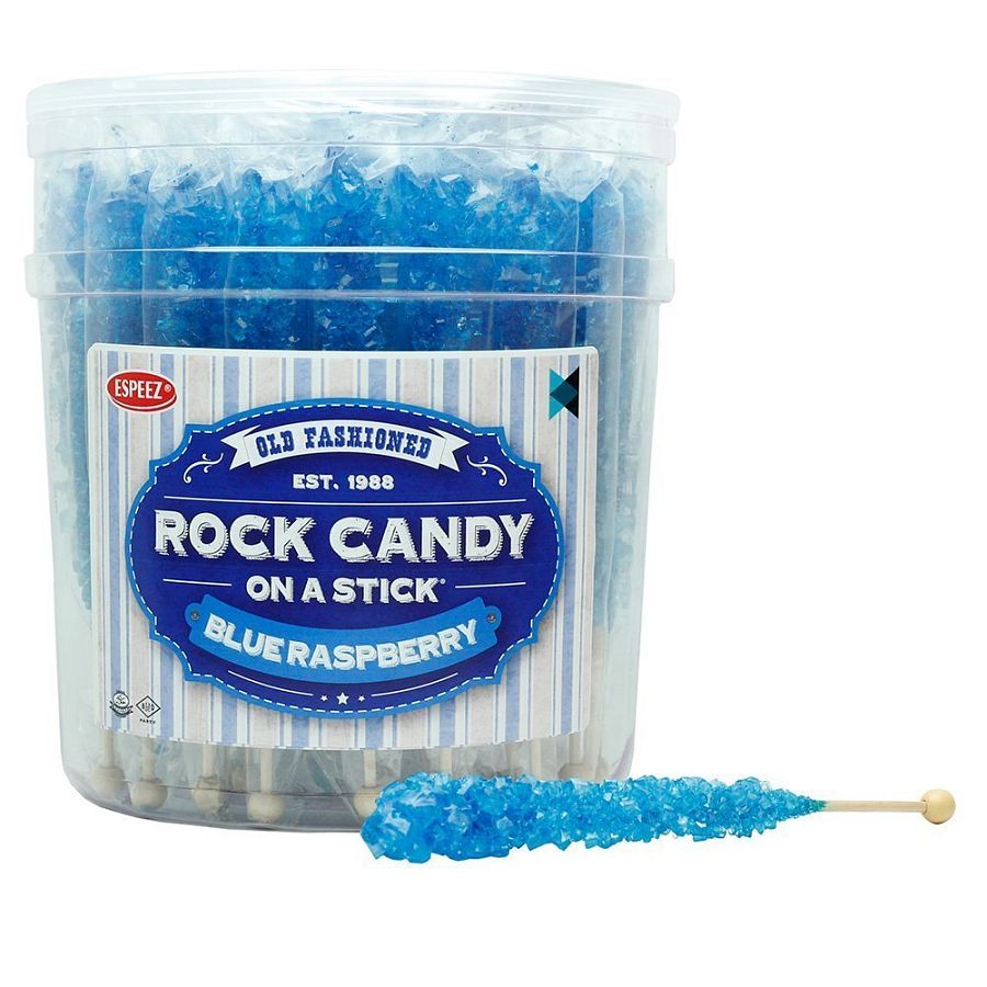 Espeez Blue Raspberry Rock Candy On a Stick Jar 36 ct 6.5 "