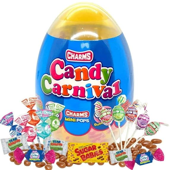 Charms Easter Candy Carnival Filled Jumbo Egg 6" 5oz 9ct