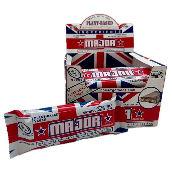Major  Chocolatey Crisp English Toffee Candy Bar Vegan 1.5 oz 12ct