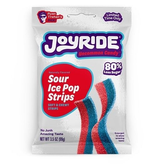 Joyride Low Sugar Ice Pop Sour Gummy Strips 3.5 oz 10 ct