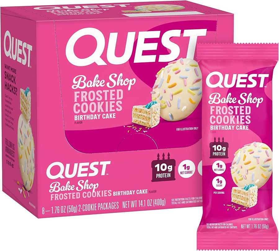 Quest Protein Frosted Cookies BIRTHDAY CAKE 1.76 oz 8ct