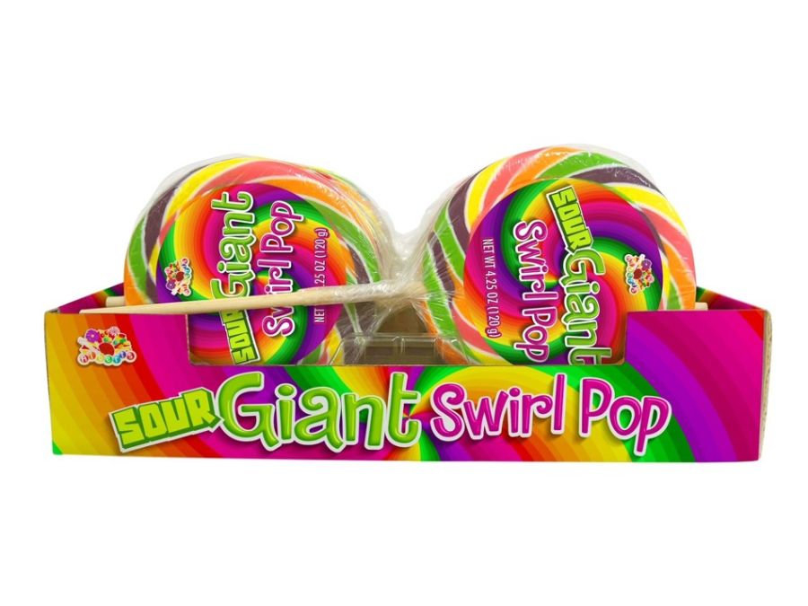 Albert's Giant SOUR Swirl Rainbow Lollipops 4.25 oz 12ct