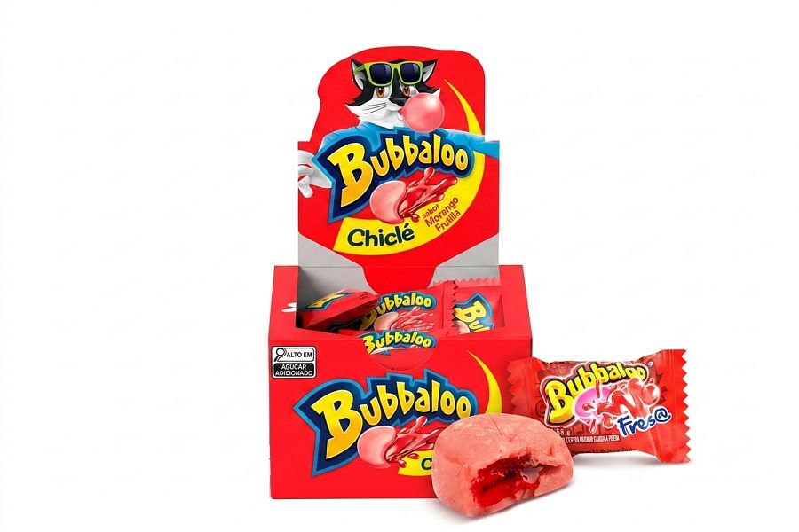 Bubbaloo Brazil Import Chicle Strawberry Chewing Gum 60ct Box