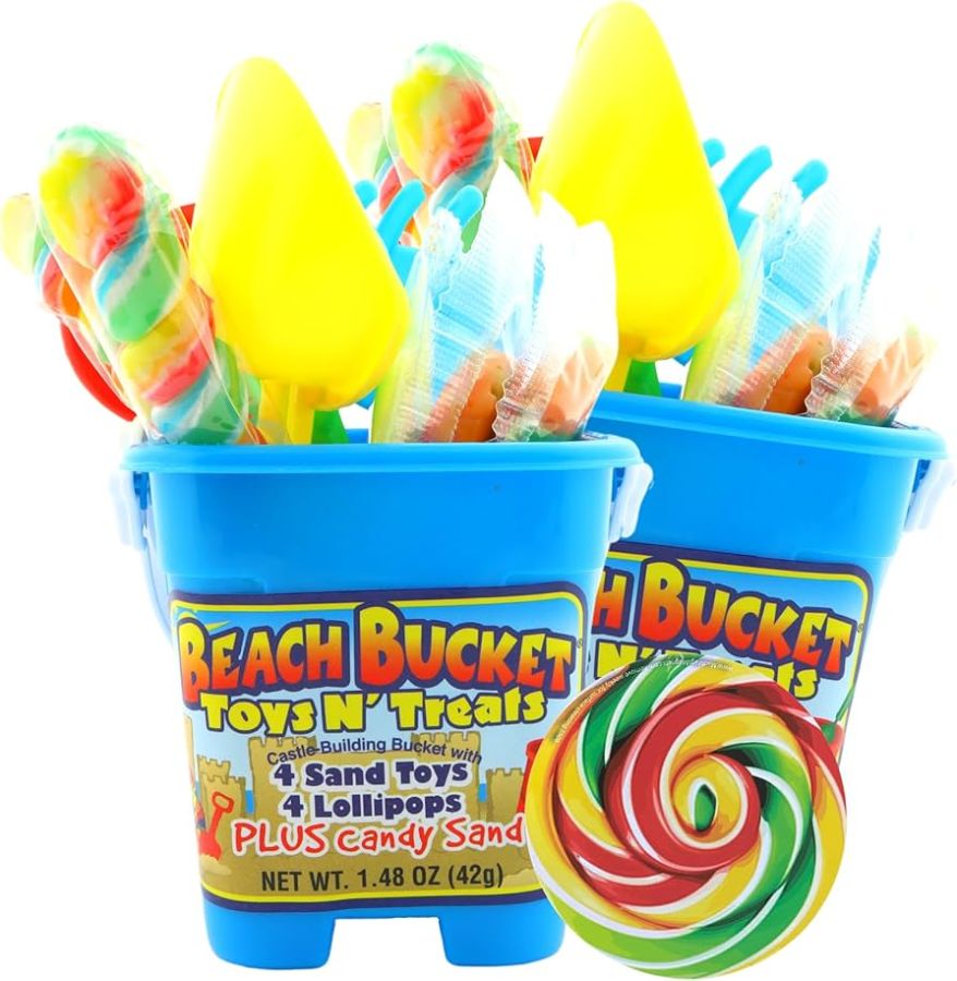 Beach Bucket 12 Ct 1.48 Oz 4 Sand Toys 4 Lollipops Toy