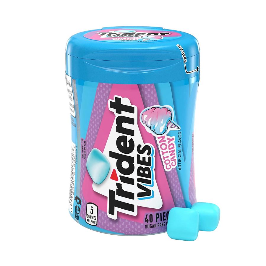 Trident Vibes Cotton Candy Gum 40ct Bottle 4 Pack