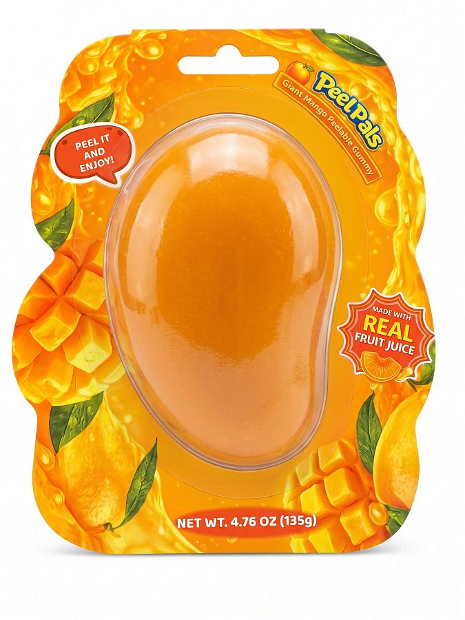 Peel Pals Giant Peelable Mango Gummy Candy Real Juice 4.76oz 6 Pack