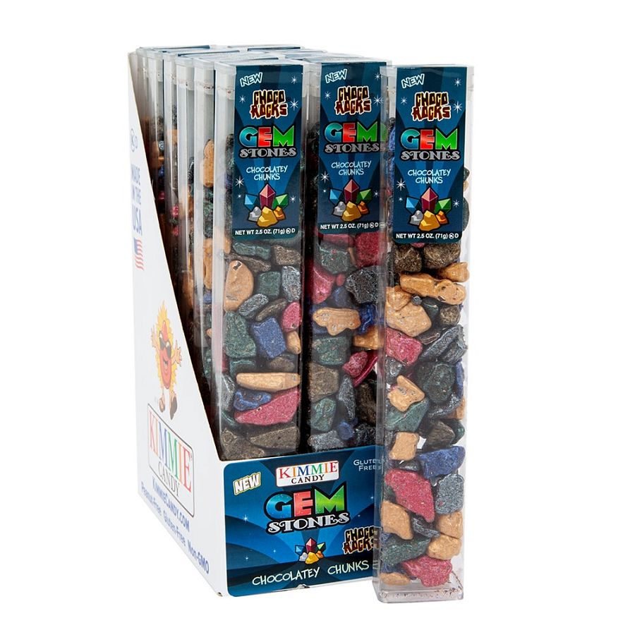 Kimmie Choco Rocks Gemstone Chocolate Candy 2.5oz Tube 12 ct