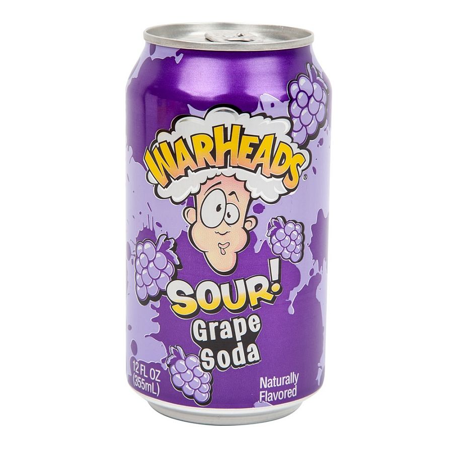 Warheads Sour Grape Carbonated Soda Can 12 oz 3 ct