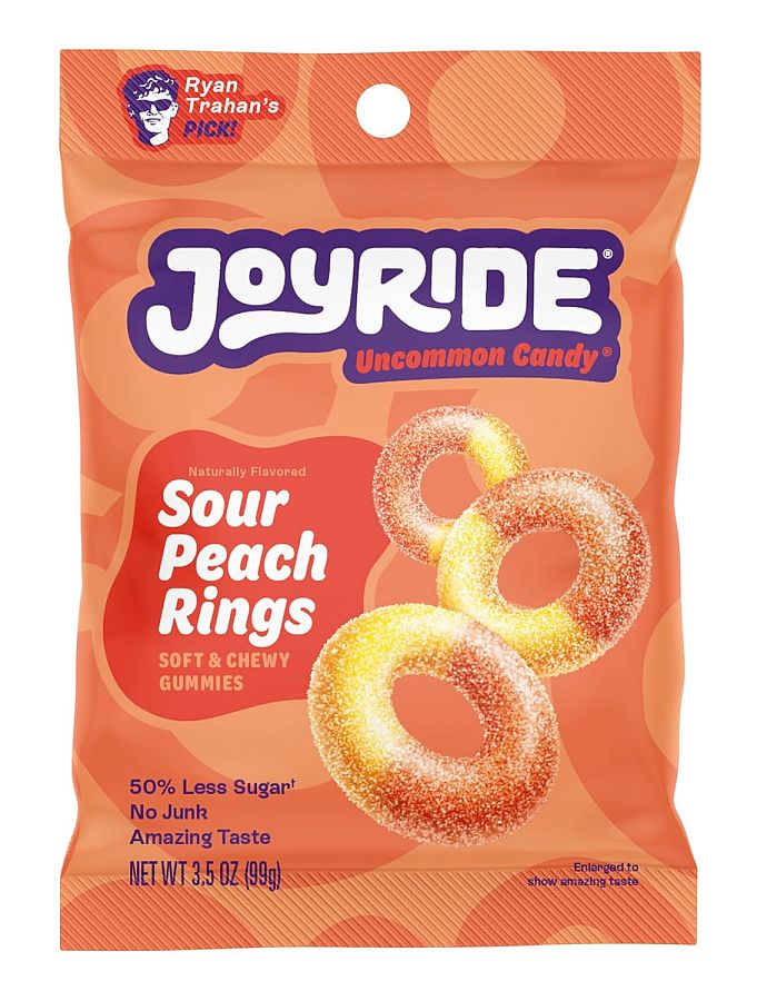 Joyride Low Sugar Peach Ring Candy 3.5 oz 10 ct
