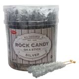 Espeez Silver Rock Candy On a Stick Jar 36 ct 6.5 "