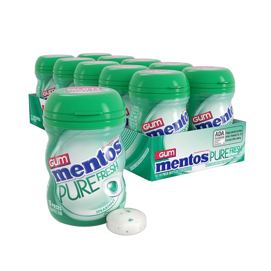 Mentos Pure Fresh NANO Gum Cup Spearmint 10 Piece 10 Packs