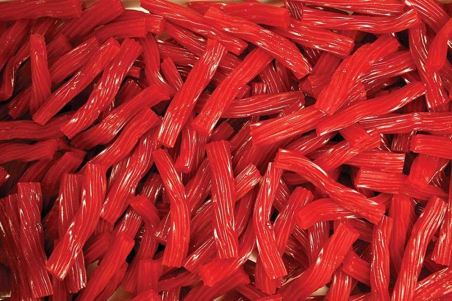 Kenny's Candy 2.5 Inch Strawberry Red Licorice Twists Candy 10lb