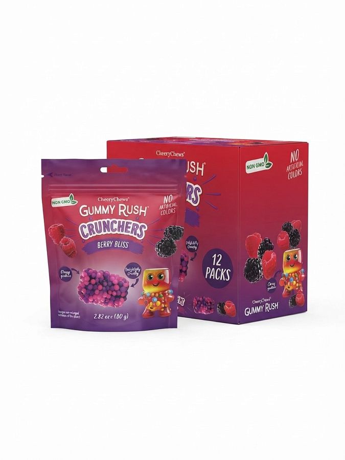 Gummy Rush Sour Berry Bliss Crunchers Cluster 2.8oz 12 Pack