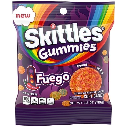 Skittles Fuego Spicy Fire Gummies 4.2 oz 12ct Peg